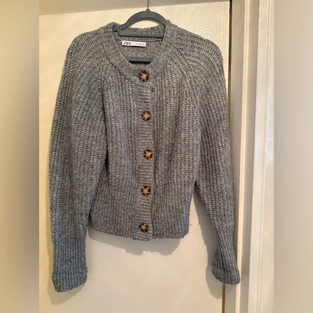 Zara Charcoal Button-Up Women's Cardigan